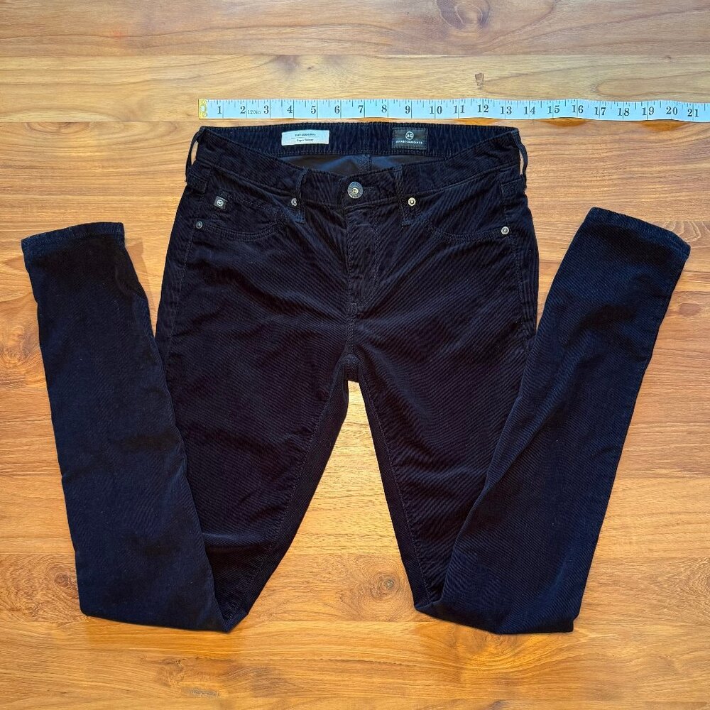 AG Adriano Goldschmied‎ The Legging Super Skinny Pants Black Courdoroy Size 26R